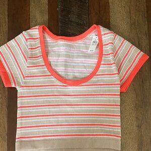 Offline by Aerie Striped Tee with Coral Highlights